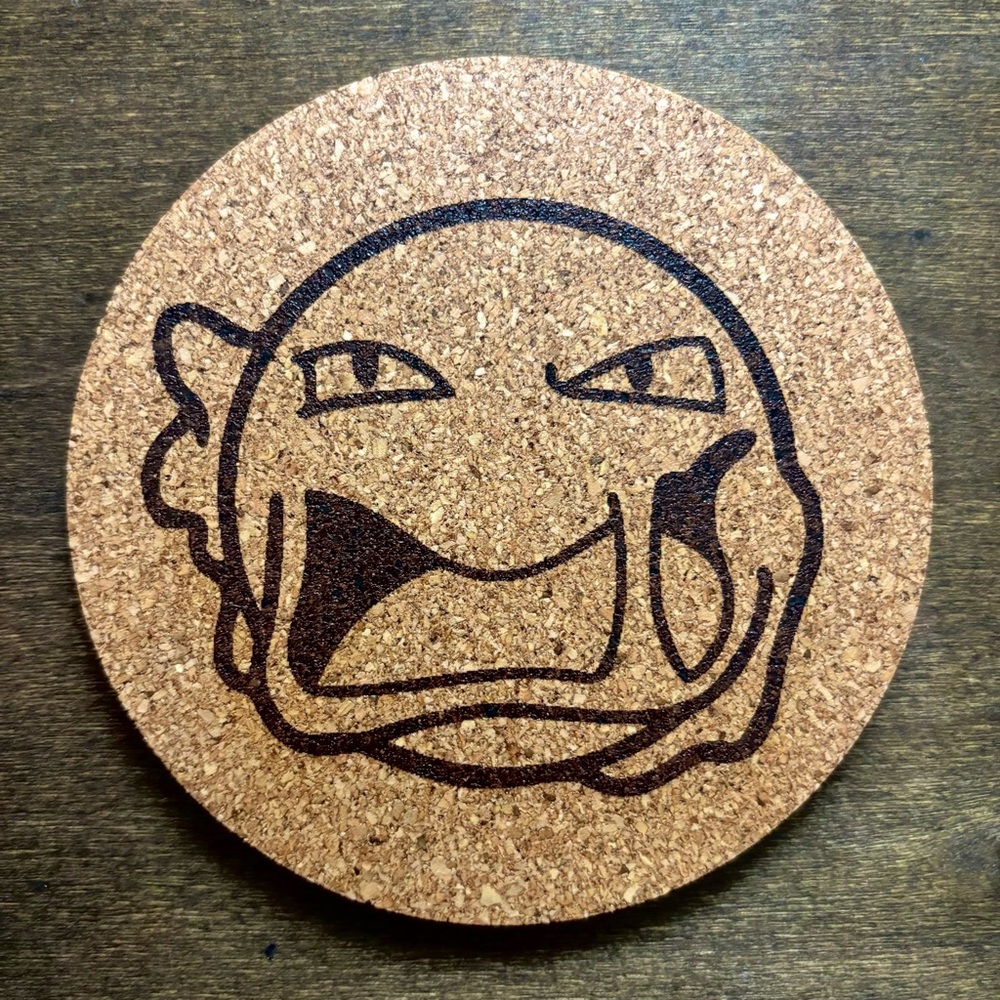 Pokemon Muk Face Laser Engraved Cork Coaster